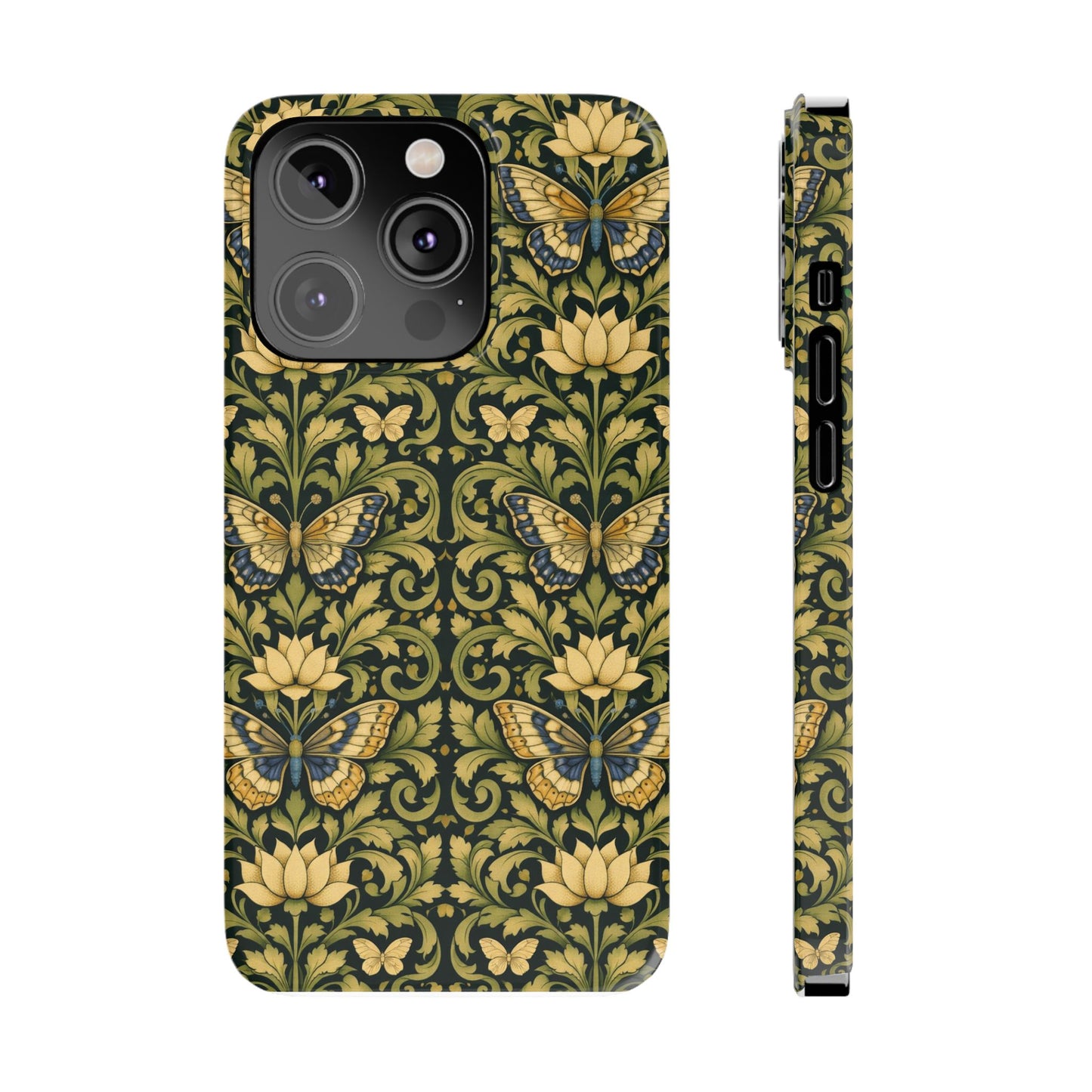 Victorian Butterfly Slim Phone Case — Vintage Floral Pattern