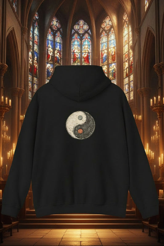 Yin Yang Symbol Hoodie — Vintage Taoist Balance Pullover (Aletheia Studios)