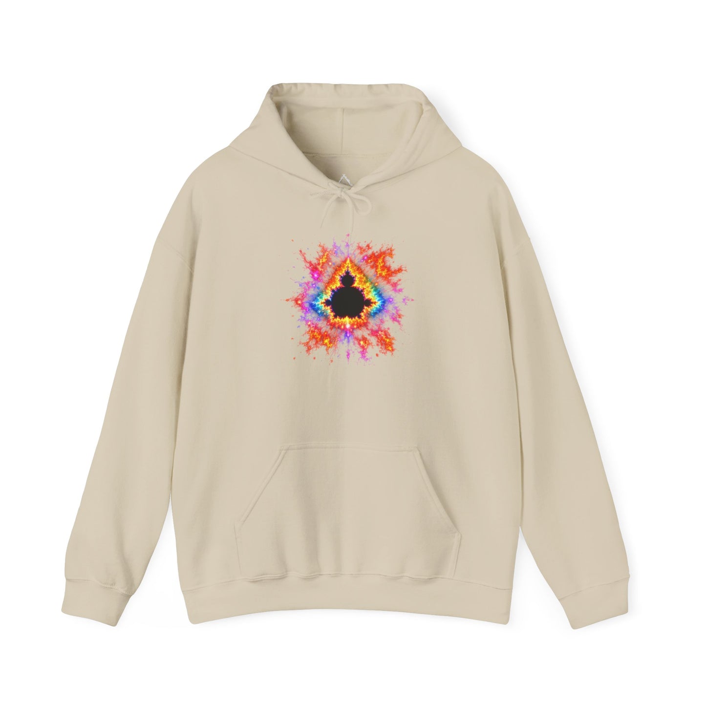 Mandelbrot Nebula Hoodie — Rainbow Fractal Explosion Pullover