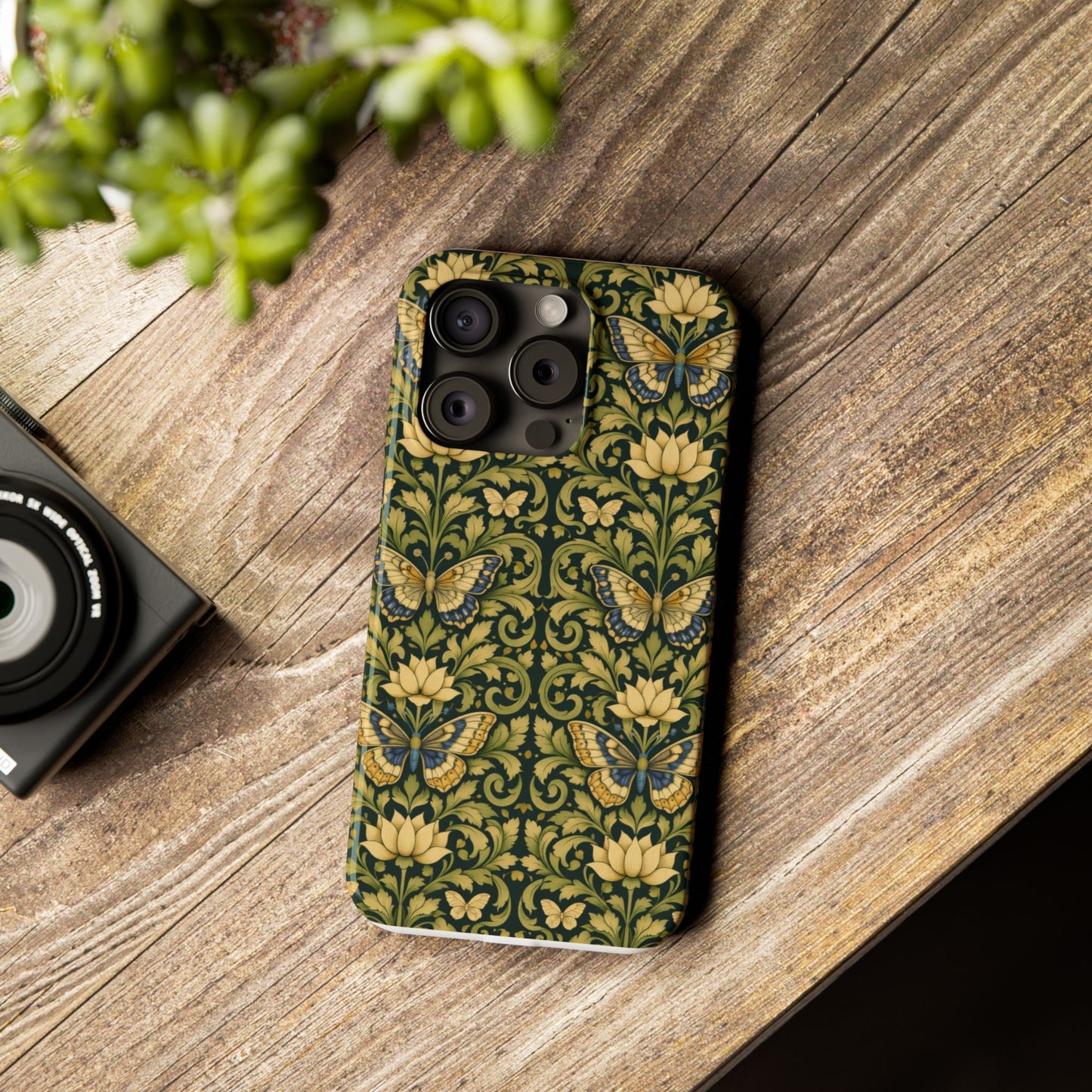 Victorian Butterfly Slim Phone Case — Vintage Floral Pattern