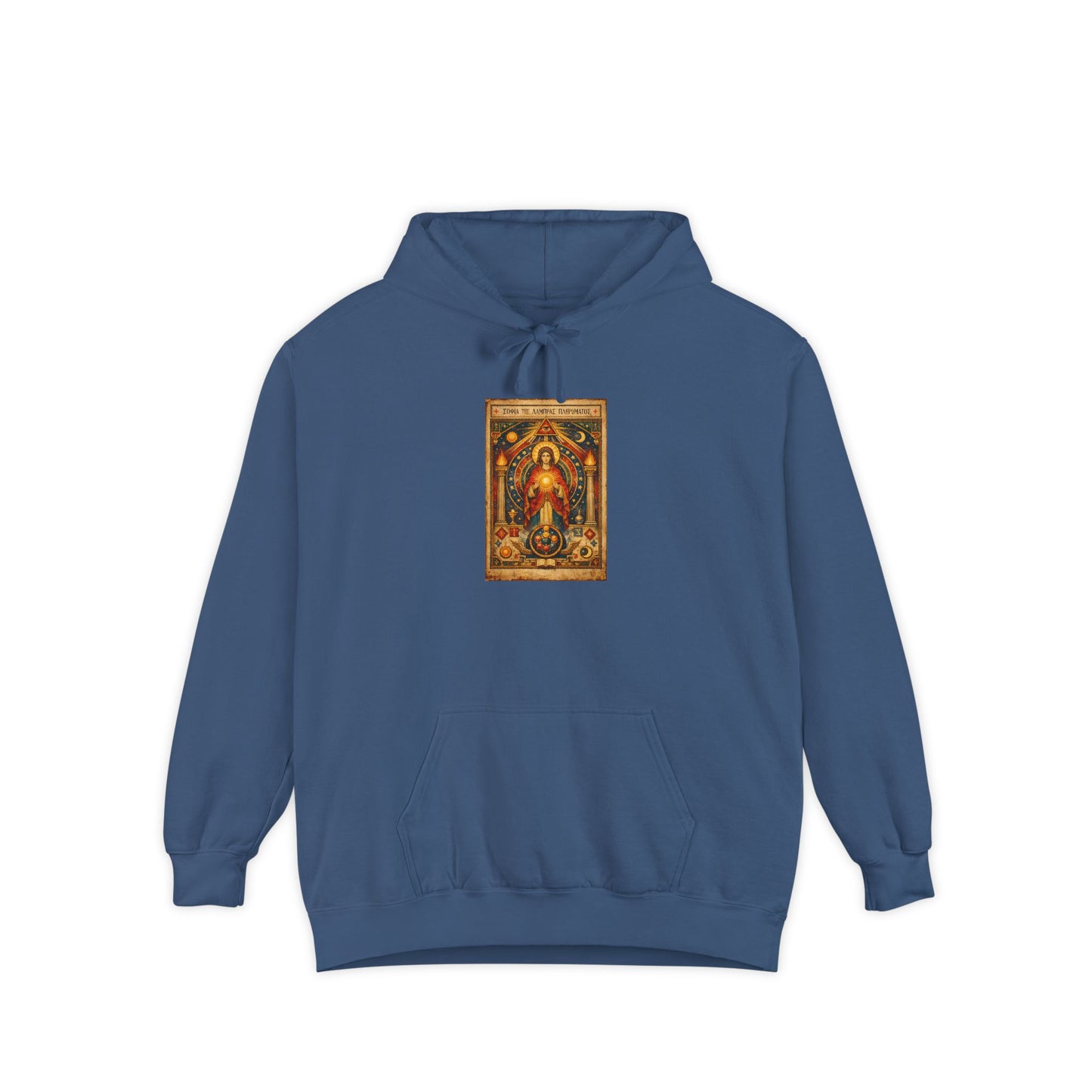 Religious Icon Hoodie — Vintage Gold Madonna Sacred Art Pullover