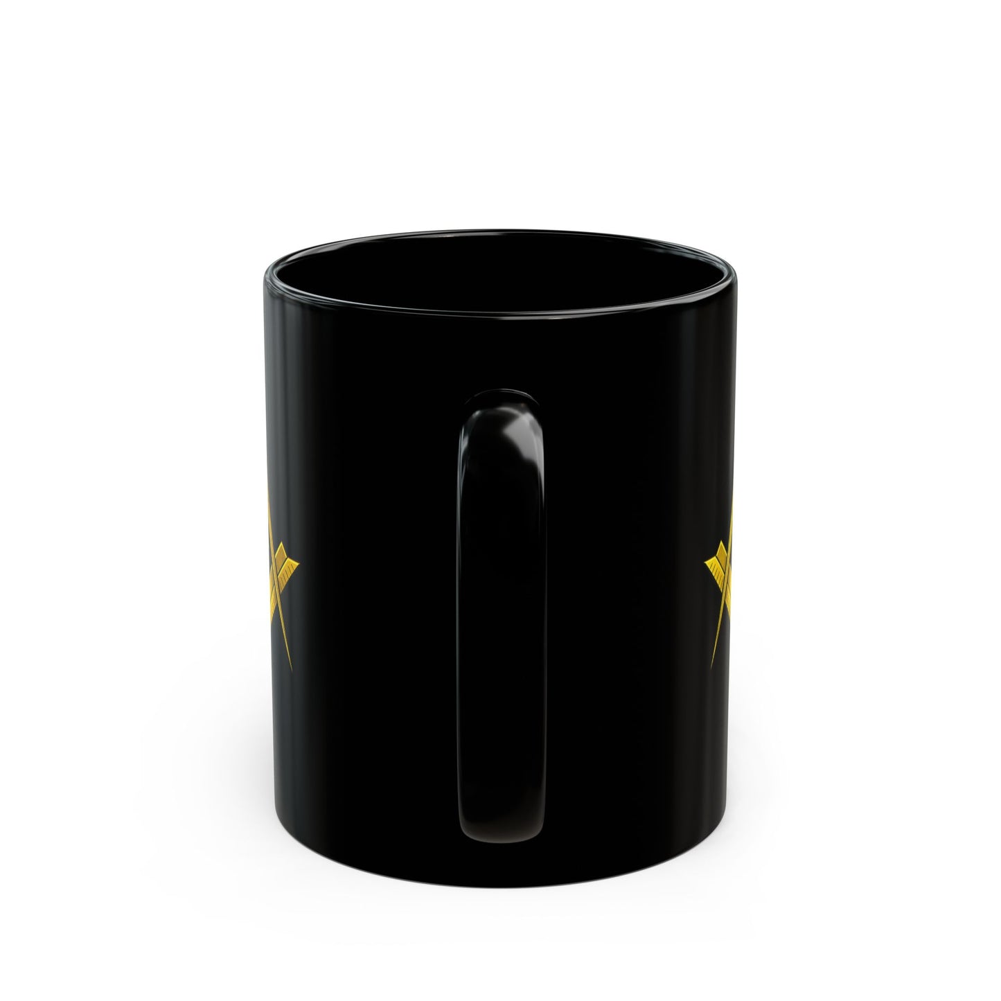 Freemason Square & Compass Gold Black Mug