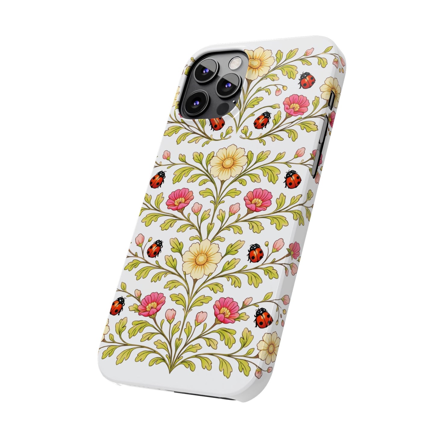 Floral Ladybug Slim Phone Case — Vintage Garden Pattern