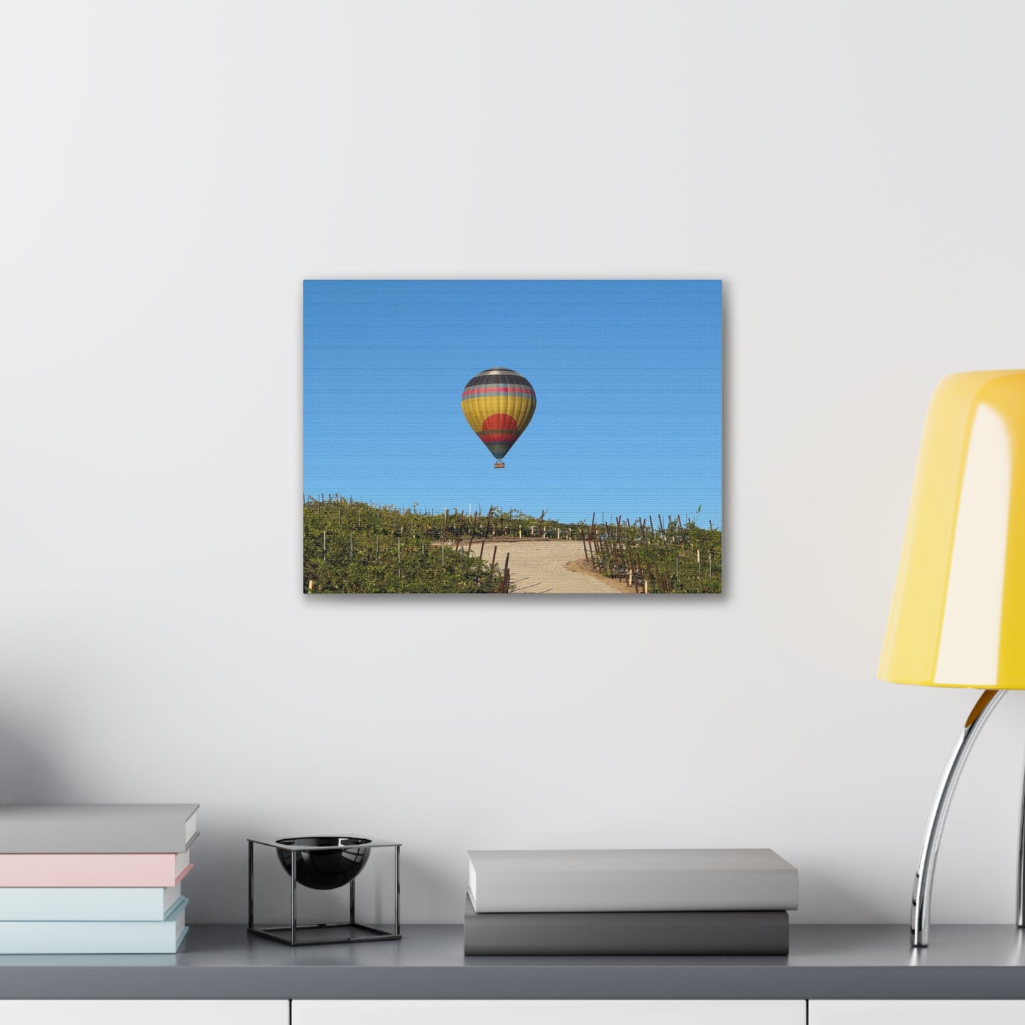 Hot Air Balloon Over Vineyard Canvas