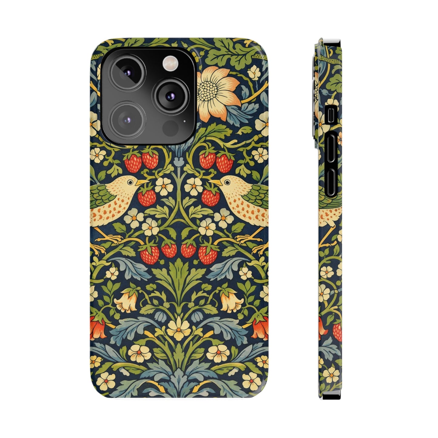 Slim Phone Case — Vintage William Morris Strawberry Thief Floral Pattern