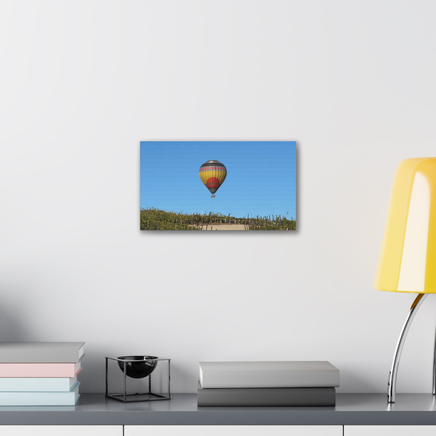 Hot Air Balloon Over Vineyard Canvas