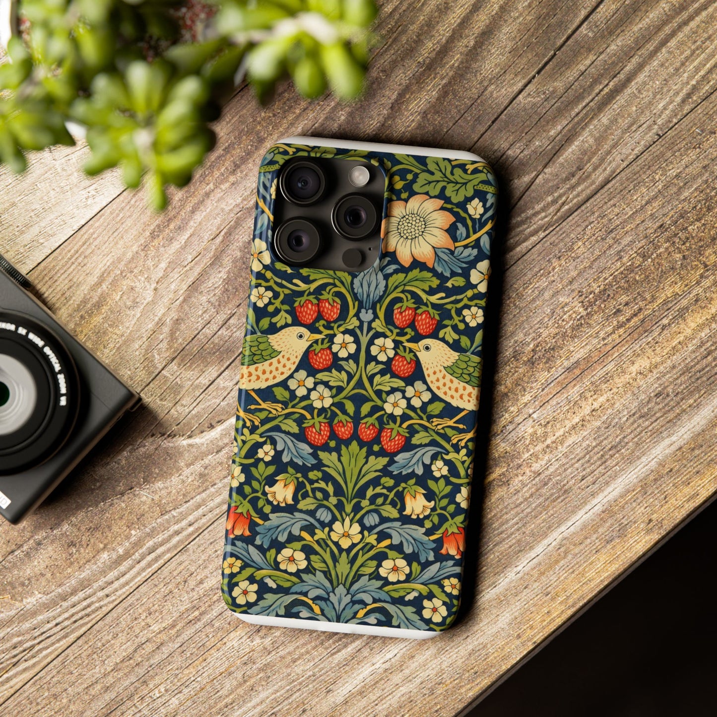 Slim Phone Case — Vintage William Morris Strawberry Thief Floral Pattern