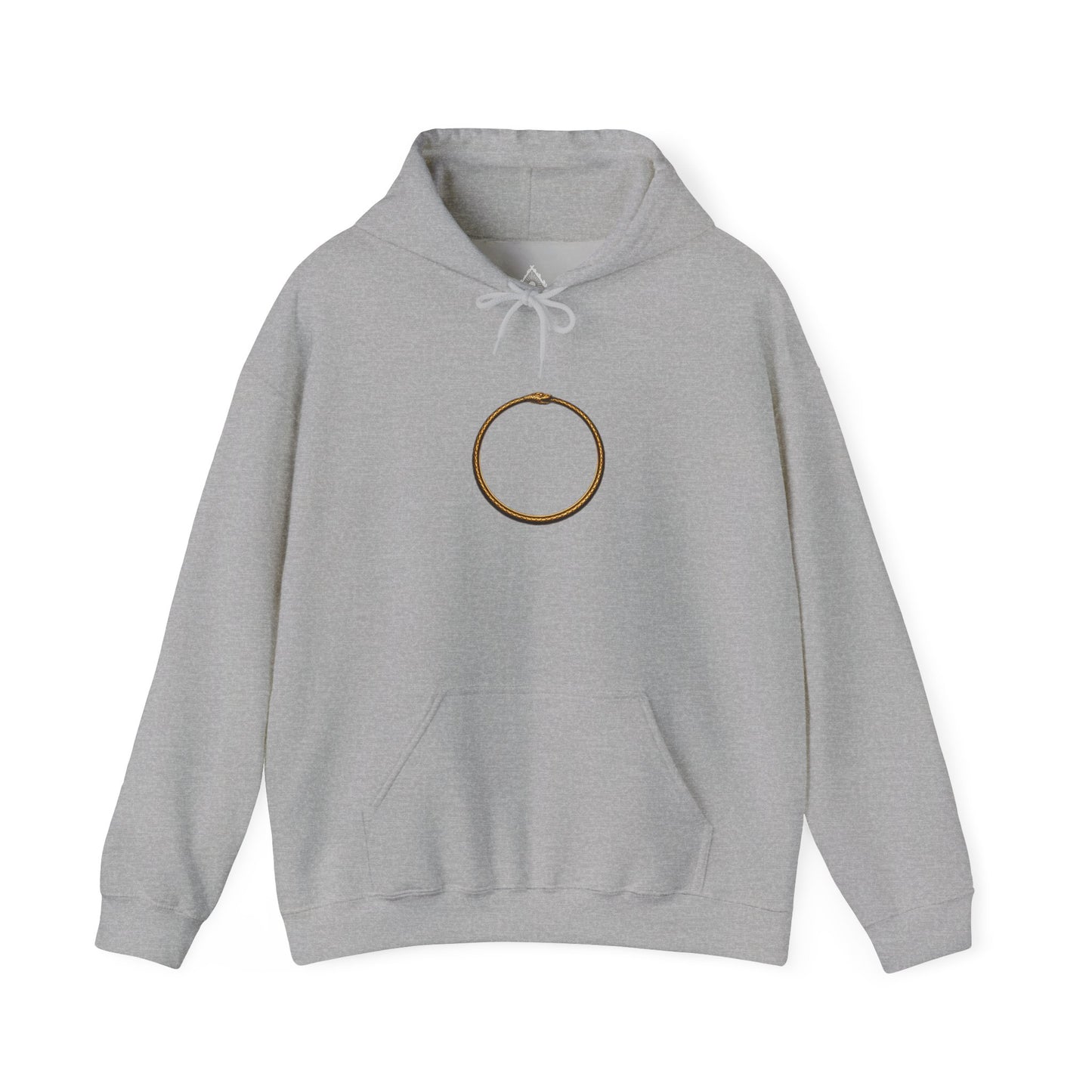 Hoodie with Minimal Bronze Ouroboros Graphic — Simple Circle Logo Pullover