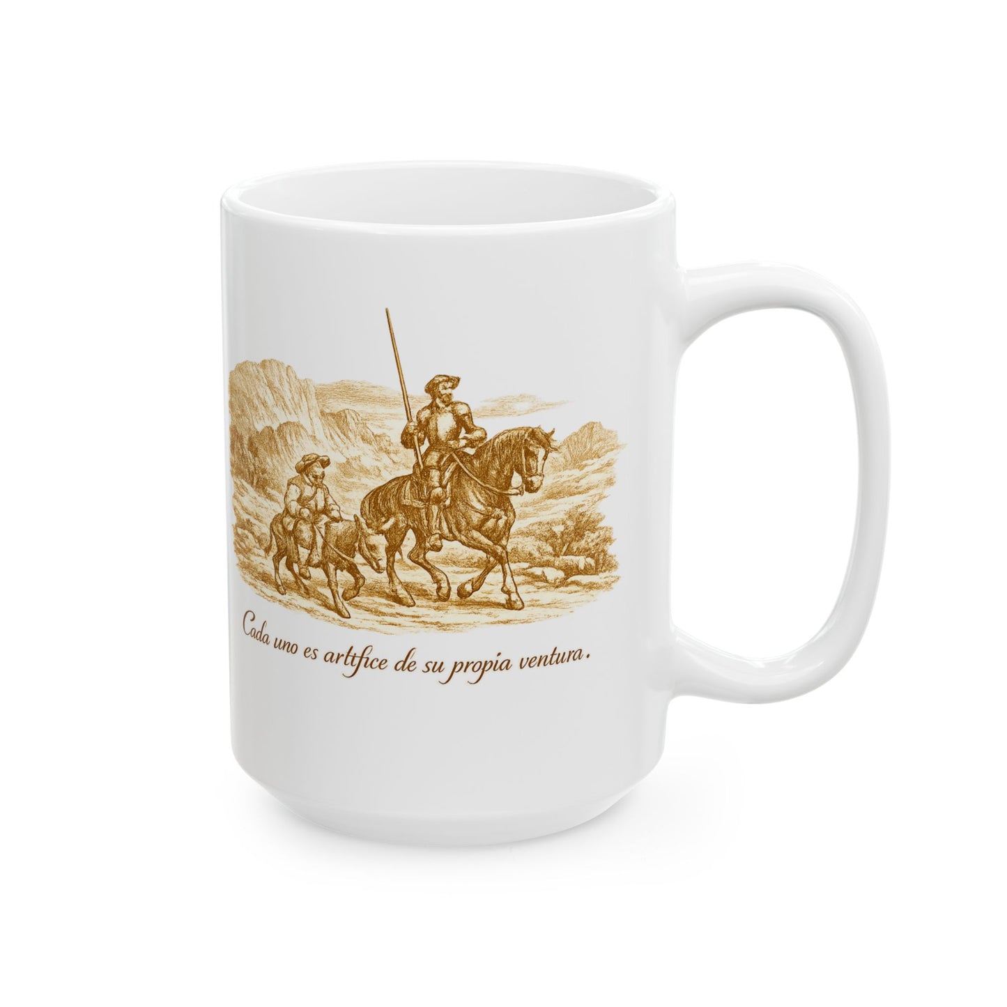 Don Quixote Ceramic Mug – Sepia Print | Cervantes Quote