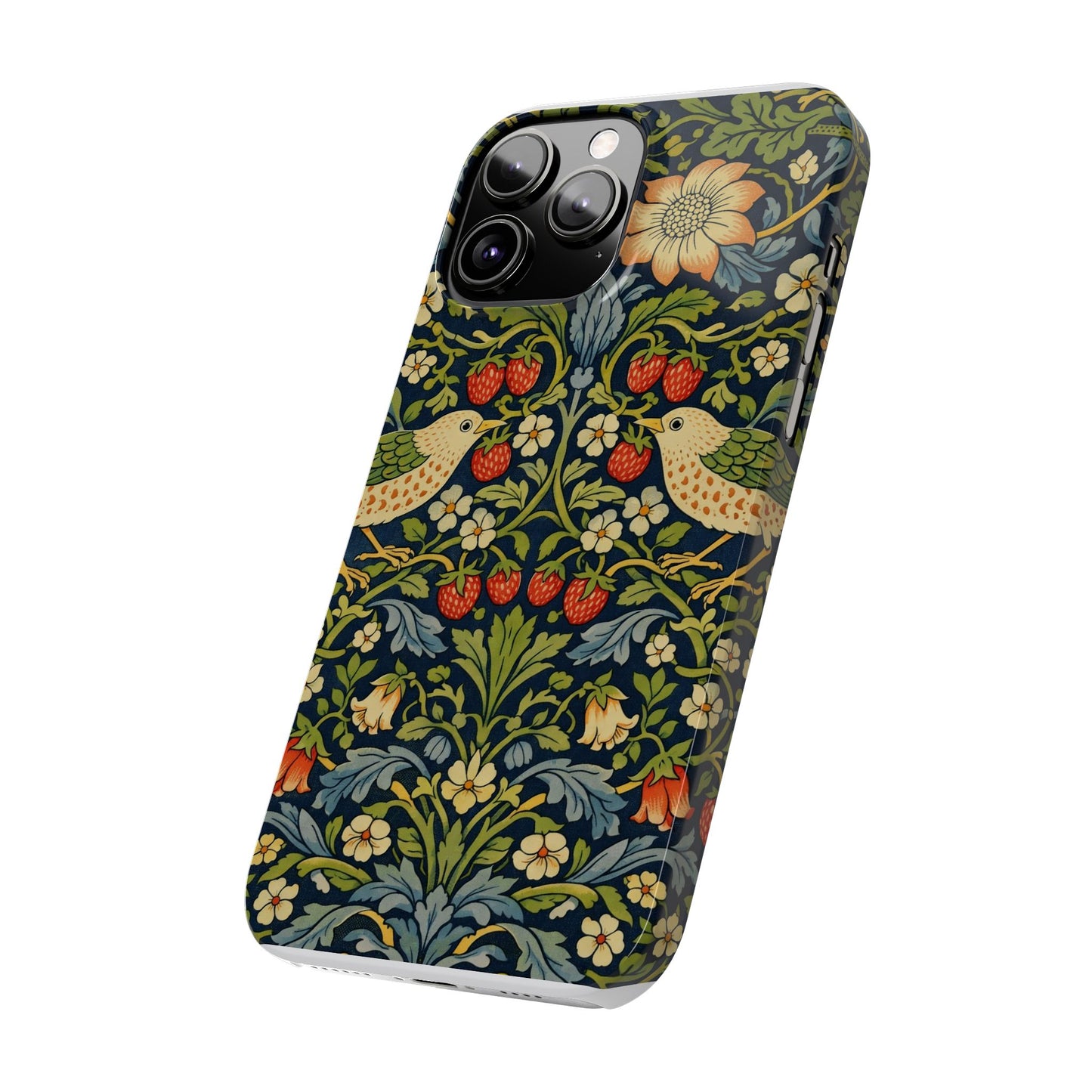 Slim Phone Case — Vintage William Morris Strawberry Thief Floral Pattern