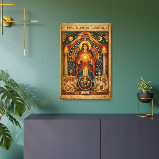 Metal Sign — Vintage Esoteric Icon Art Wall Plaque (Greek Text)