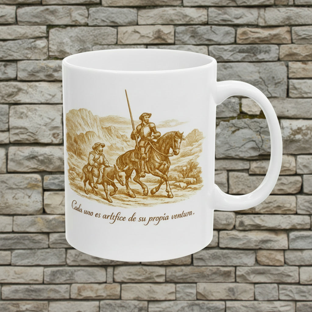 Don Quixote Ceramic Mug – Sepia Print | Cervantes Quote