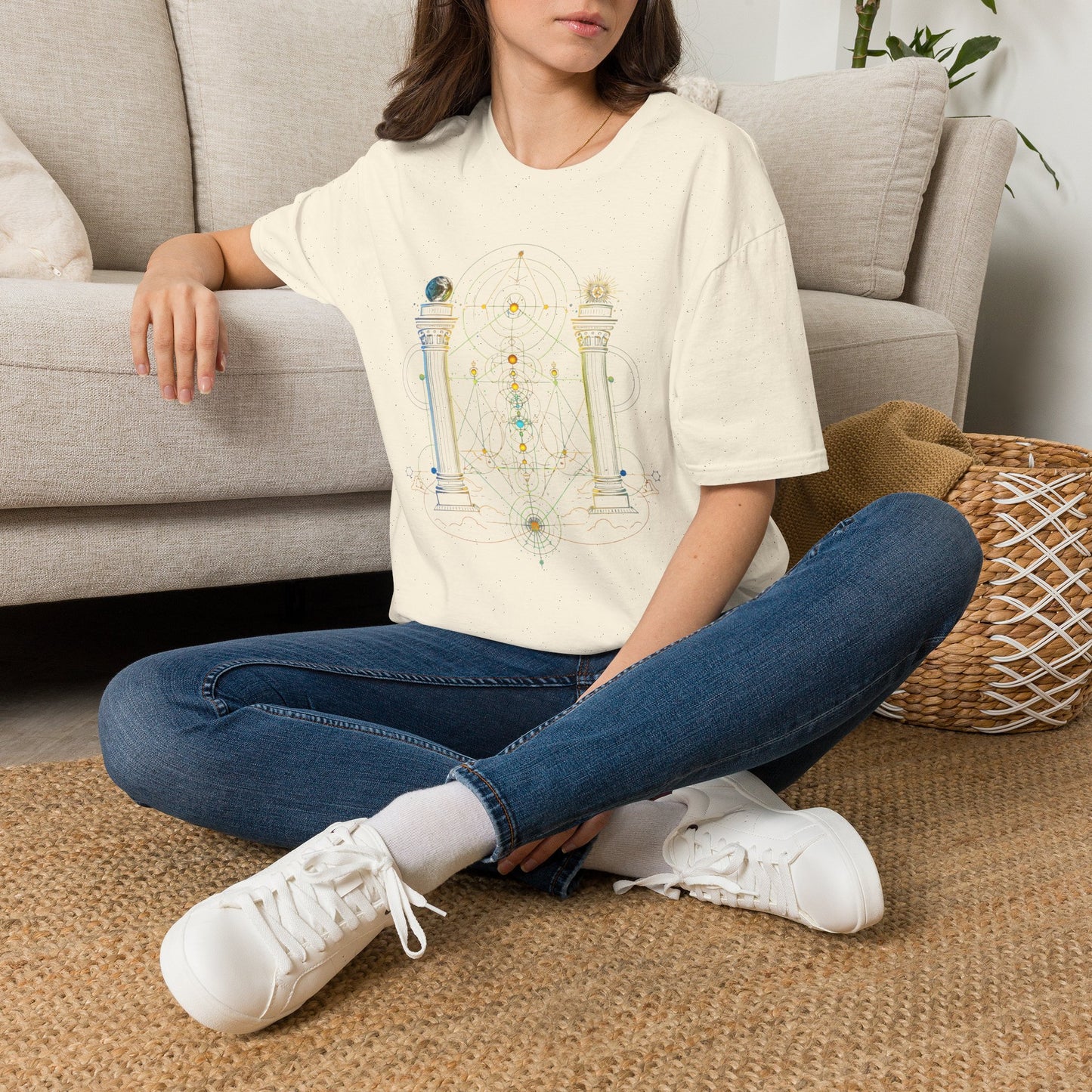 Mystic Pillars Geometry T-Shirt — Celestial Alchemy Graphic Tee
