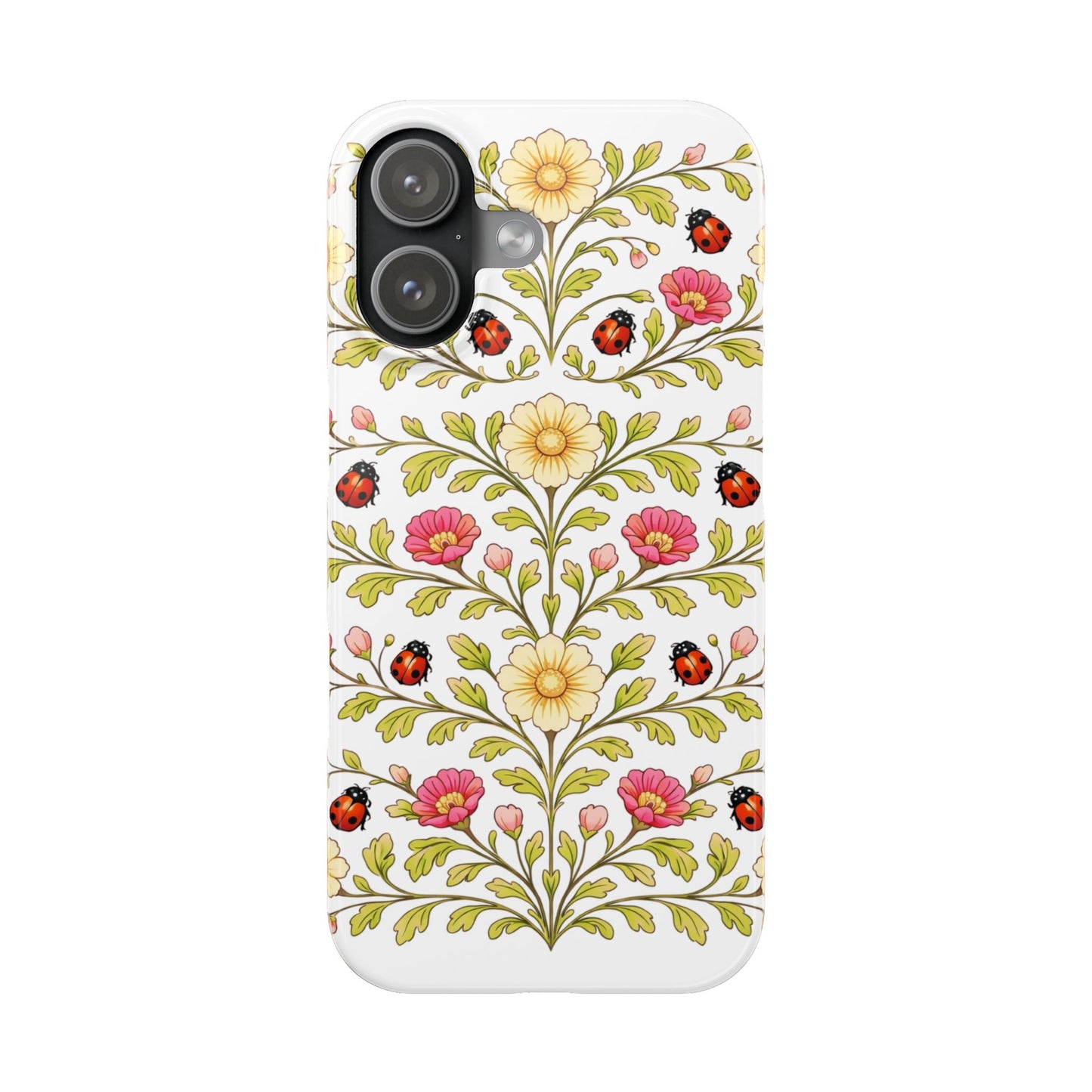 Floral Ladybug Slim Phone Case — Vintage Garden Pattern