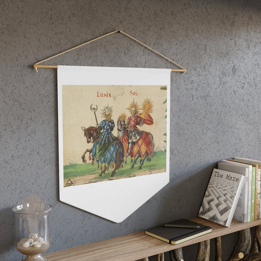 Vintage Luna & Sol Pennant — Celestial Sun and Moon Wall Banner