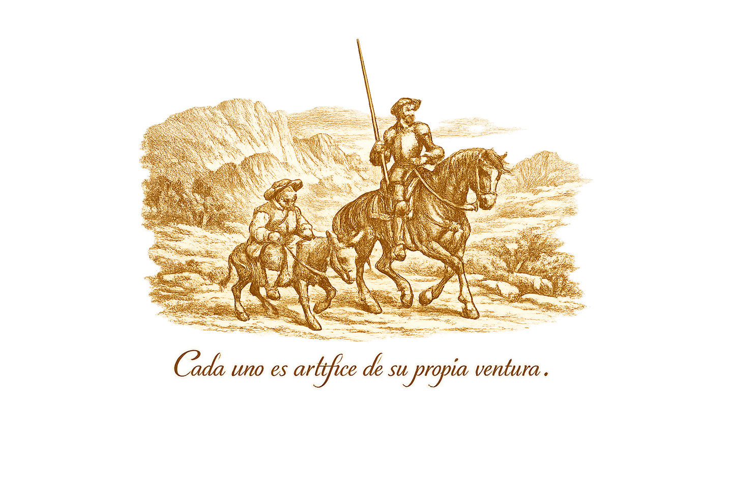 Don Quixote Ceramic Mug – Sepia Print | Cervantes Quote
